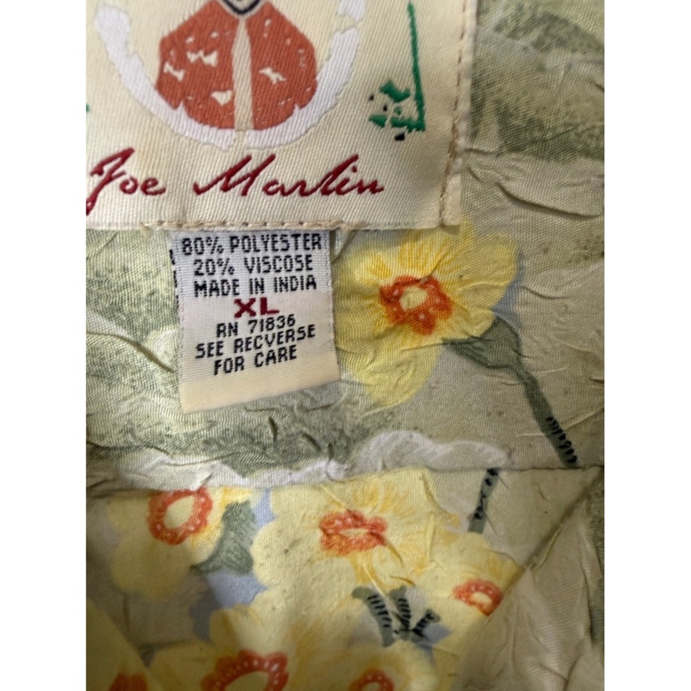 Joe Marlin Mens XL Tropical Floral Crinkle Short Sleeve Button Down Camp Shirt - Picture 4 of 6